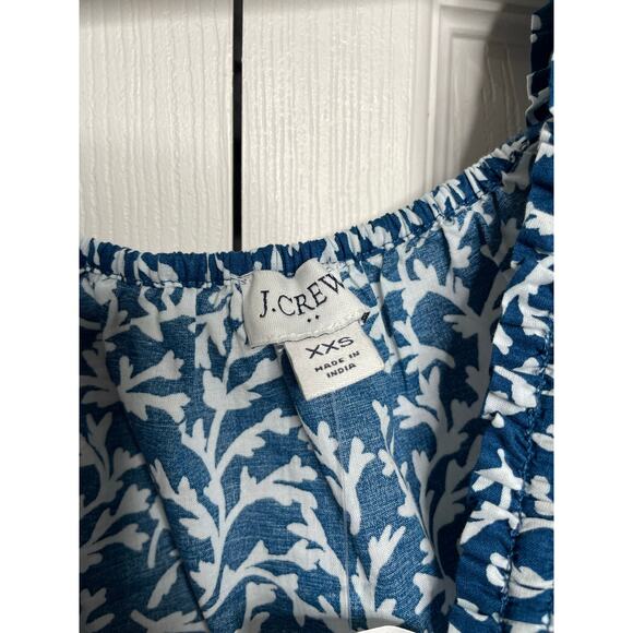 NEW J. Crew Smocked Ruffle Shoulder Blue Tank Top Blouse Skirt Set Womens XXS - Picture 4 of 12